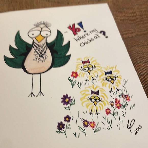 SALE 5 Printed Funny Art Cards Fr My 2013 Strange Birds Collection Blank Inside - Picture 2 of 2